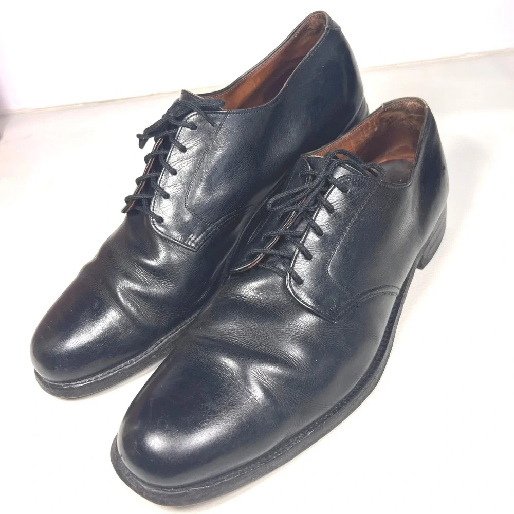 Stetson Old Masters Derby Shoes Mens 13 B Black Leather Plain Toe Vtg Heritage - Picture 2 of 16